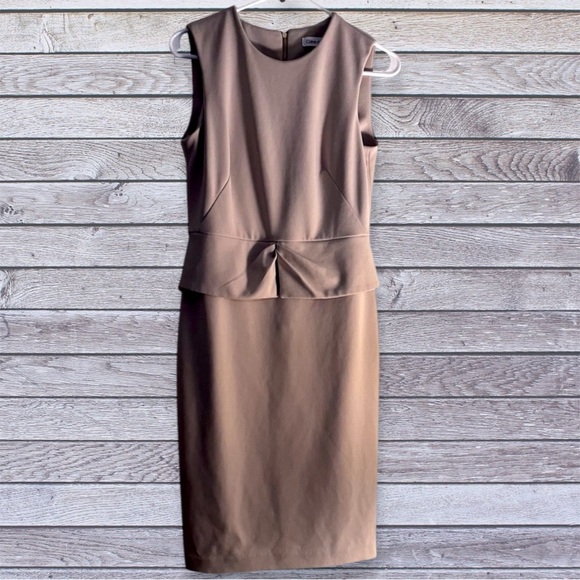 Calvin Klein Dresses & Skirts - Calvin Klein Sleeveless Peplum Sheath Dress in tan 6
